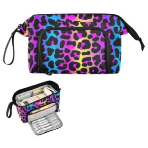 senya Big Capacity Pencil Case Leopard Print Cheetah Neon Gradient Pencil Pouch Box Bag for Teen Girls Boys School College Office Organizer