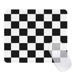 Seorsok Black and White Geometric Checkered Mouse Mat,Premium Textured Mouse Pads for Office Laptop,Washable Square Aesthetic Mousepads Extended Stitched Edges Non Slip Rubber Base 9.5"x7.8"x0.12"