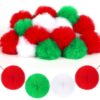 SEPGLITTER 36 Pcs Christmas Pom Poms, 2 Inch Red Green White Fluffy Balls