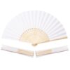 Sepwedd 50pcs White Paper Hand Fan Bamboo Folding Fan Handheld Paper Fan