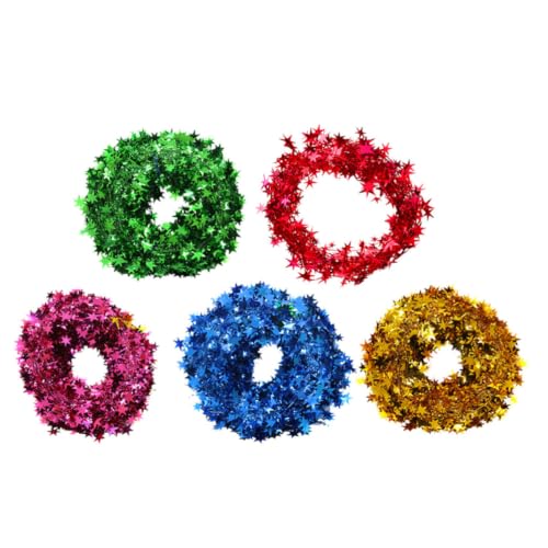 Sequin Pentagram Decor Garland 5pcs for Christmas Party Window Roof