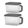 Set of 2 storage bins, each with a 21-cup capacity, with pour spout handles, made of plastic, stackable, perfect for storing dry food, grains, rice, pasta, and flour