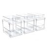Set of 3 Clear 2‑Tier Pull‑Out Under‑Sink Organizer with Movable Dividers for Bathroom Kitchen Pantry Storage