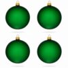 Set of 4 Translucent Green Glass Ball Christmas Ornaments 4 Inches