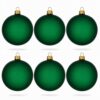 Set of 6 Translucent Green Glass Ball Christmas Ornaments 3.25 Inches