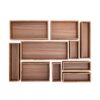 Seville Classics Acacia Wood Premium Organizer Storage Bins for Kitchen Silverware, Pantry, Closet, Office Desk, Pens, Utensils, Makeup, K Cup, Acacia, Bin Set (10 Piece)