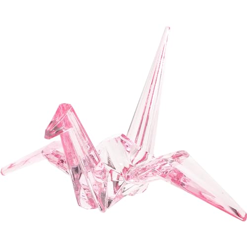 SEWACC Acrylic Origami Crane Figurine Clear Paper Bird Decoration Kids Birthday Gift Desktop Ornament 5.82X4.80X3.74In Creative Animal Model