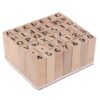 Sewroro 42 Pcs Wood Alphabet Stamp and Number Letter Stamp Kit Made of Breech Wood and Rubber with Easy Ink Cleaning for Scrapbook and Pen Pal Letters Vintage Style