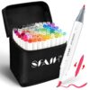 SFAIH Alcohol Markers Double Tipped - Brush Tip & Fine Tip, 72 Colors Art Markers for Adult Coloring Books Illustration, Gifts for Artist Adult