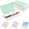 SFLHHDM Pencil Box, Double Layer Large Capacity, White Green, 1pcs