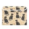 Sgaesgte Black Gold Cat Storage Bin with Lid Collapsible Box 1 Pcs