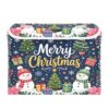 Sgaesgte Floral Snowman Xmas Storage Bin with Lid Collapsible Box 1 Pcs