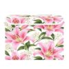Sgaesgte Large Pink Lily Storage Bin with Lid Collapsible Box 1 Pcs