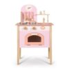 shamjina Wooden Play Kitchen Set with Countertop Upper Shelf Lower Storage and Oven Doors for Children Imaginative Home Role Play, Pink, Style to 1