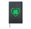 Shamrock Heart Lucky Clover St. Patricks Day Hardcover Journal, Black