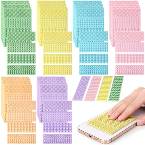 Shappy 144 Pcs Silicone Textured Sensory Stickers Adhesive Fidget Calm Stickers for Adults with Anxiety, ADHD and Autism, Sensory Strips Toy Stress Relief for Office, Desk, Gifts, Rewards(Morandi)