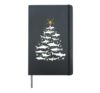 Shark Xmas Tree Holiday Gift Fishing Lover Funny Christmas Hardcover Journal, Black