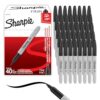 Sharpie Permanent Markers, Fine Tip, Black, 40 Count - Office Supplies, Quick Drying, Fade Resistant, For Wood, Plastic, Paper, Metal, And More (Pack of 6)
