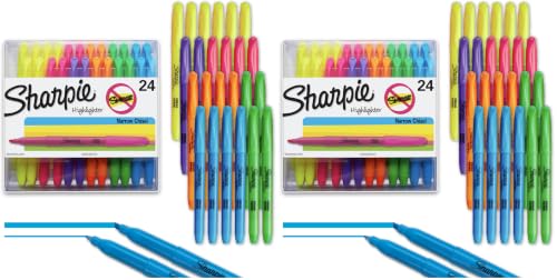 Sharpie Pocket Highlighters, Chisel Tip, Assorted Colors, 24 Count - Back to School, Office, Teacher Supplies (Pack of 2)
