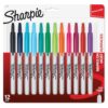 Sharpie Retractable Fine Tip Permanent Markers, Assorted Colors, 12 Count