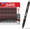 Sharpie S-Gel Gel Pens, Black Barrel, Medium Point (0.7mm), Assorted Ink Colors, 12 Count - Writing, Note-Taking, Journaling, School Supplies