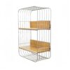 Shelf Wall Shelf Storage Rack Organizer Rack with Stainless Steel Frame and Wooden Shelves Two Tier Open Storage Suitable for Kitchen Toilet Office Hallway