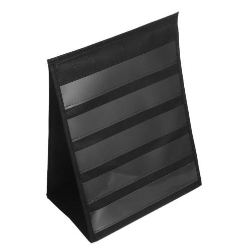 SHERCHPRY Double-Sided Desktop Pocket Chart Stand for Classroom and Home School, Black PVC and Paper Material, Easy Assembly and Storage, Modern Minimalist Design for Managing Weekly