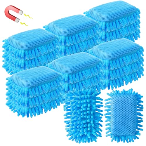 Sherr 18 Pcs Microfiber Shag Magnetic Dry Erase Erasers Washable Whiteboard Eraser Bulk Colorful White Board Eraser for Chalk Markers Home Office(Blue)