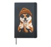 Shiba Inu Drinking Iced Coffee Funny Dog Hipster Shiba Inu Hardcover Journal, Black