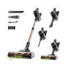 Shieal Cordless Stick Vacuum Cleaner - 45KPA Powerful Suction Vacuum with 45 Min Runtime, Detachable Battery, Anti-Tangle & 1.5L Dust Cup, 8 in 1 Vacuum Cleaner for Pet Hair, Carpet, HardFloor, Gold