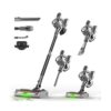 Shieal Cordless Stick Vacuum Cleaner - Rechargeable,40Kpa Powerful Suction Vacuum for Home,45Mins Runtime,Detachable Battery,Anti-Tangle, 8 in 1 Lightweight Vacuum for Pet Hair Carpet Hardwood, Silver