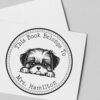 Shih Tzu Peeking Dog Book Lover Stamp, Duo Hand Mount, 1-5/8 Round