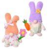 SHINEOFI 2pcs Easter Rabbit Gnome Plush Figurine with Carrot and Flower