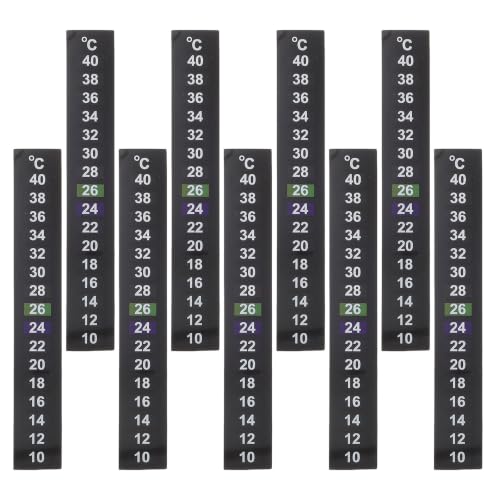 SHINEOFI Aquarium Thermometer Sticker and Waterproof Self-Adhesive Liquid Crystal Temperature Strip 9pcs 10℃-40℃ with Quick Temperature Response for Turtle Tank and Freshwater Aquarium