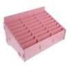 SHINYPASING Cell Phone Holder Pink Wooden Desktop Organizer Storage Box with 24 Grid, Multi Phone Holder Wood Material, Minimalist Design to Keep Desk Tidy for Classroom and Home Use