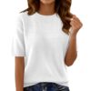 Short Sleeve Sweater Women Crewneck Pullover Hollow Out Kit Sweater Shirts