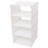 SHOWERORO Wardrobe Clothes Storage Rack White 1 Column Resin Shelf 4 Layers