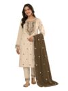 Shriva Fashion Womens Ready to Wear Indian Ethnic Embroidered Kurta Pant and Dupatta Set | Festive Party Wear Suit (3076), Brown, 36