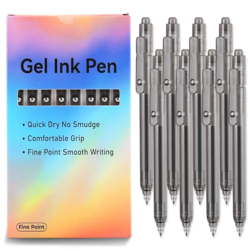 SHTROOR 8-Pack Retractable Gel Pens, 0.5mm Fine Point Quick-Dry Black Ink, Smudge-Proof Smooth Writing for Journaling Note-Taking, Cute Aesthetic Office School Supplies, Gift for Women Nurses Teachers