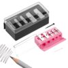 shuielai 2 Pcs 5-Hole Makeup Pencil Sharpener with Lid, Manual Long Point Sharpener for Eyebrow Eyeliner Lip Liner (Black+Pink)