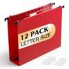 SHUTEX Plastic Hanging File Folder, Letter Size, 12 Pack, Red