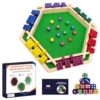 Shut The Box Board Game, 6-Player Wooden Dice Game for Kids Adults Ages 5+