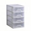 SiaBiced Desktop Storage Drawer Organizer Rectangular Out Drawers Translucent PP Document Holder Suitable for Desk Office Home, 3-Layer White Frame With White Transparent Drawers