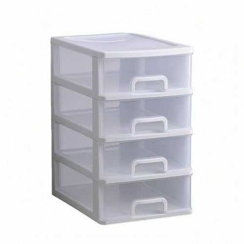 SiaBiced Desktop Storage Drawer Organizer Rectangular Out Drawers Translucent PP Document Holder Suitable for Desk Office Home, 3-Layer White Frame With White Transparent Drawers