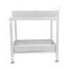 SiaBiced Under Sink Shelf Kitchen Pull Out Drawer Tray Rack Carbon Steel Construction Suitable for Home Kitchen, White 22x36x39cm