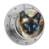 Siamese Cat Art Stainless Steel Mechanical Kitchen Timers