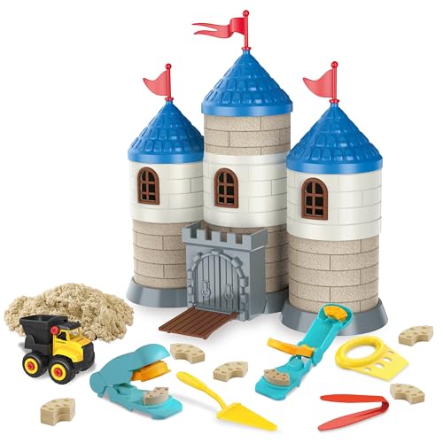 SIGHTEEDA Sand Play Kit for Kids 3-8 | 1.7 lbs Moldable Sensory Sand with Tools & Molds, Mess-Free Indoor Sandbox Toys, STEM Learning Activities Easy Clean Up