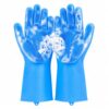 Silicone Dishwashing Gloves with Built-in Scrubber, Reusable Kitchen Cleaning Gloves, Washing Gloves for Dishes, Bathroom, Fruits & Vegetables, Heat Resistant Household Cleaning Gloves, Blue