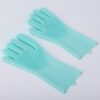 Silicone Dishwashing Gloves with Scrubber Brush,green