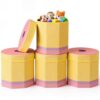 SiliFine 4 Pcs Pencil Fabric Storage Stools 11.8 x 11 Inch Folding Storage Bins Cute Collapsible Seat for Children Classroom Back to School Treasure Prize Box End of Year Organization (Yellow)